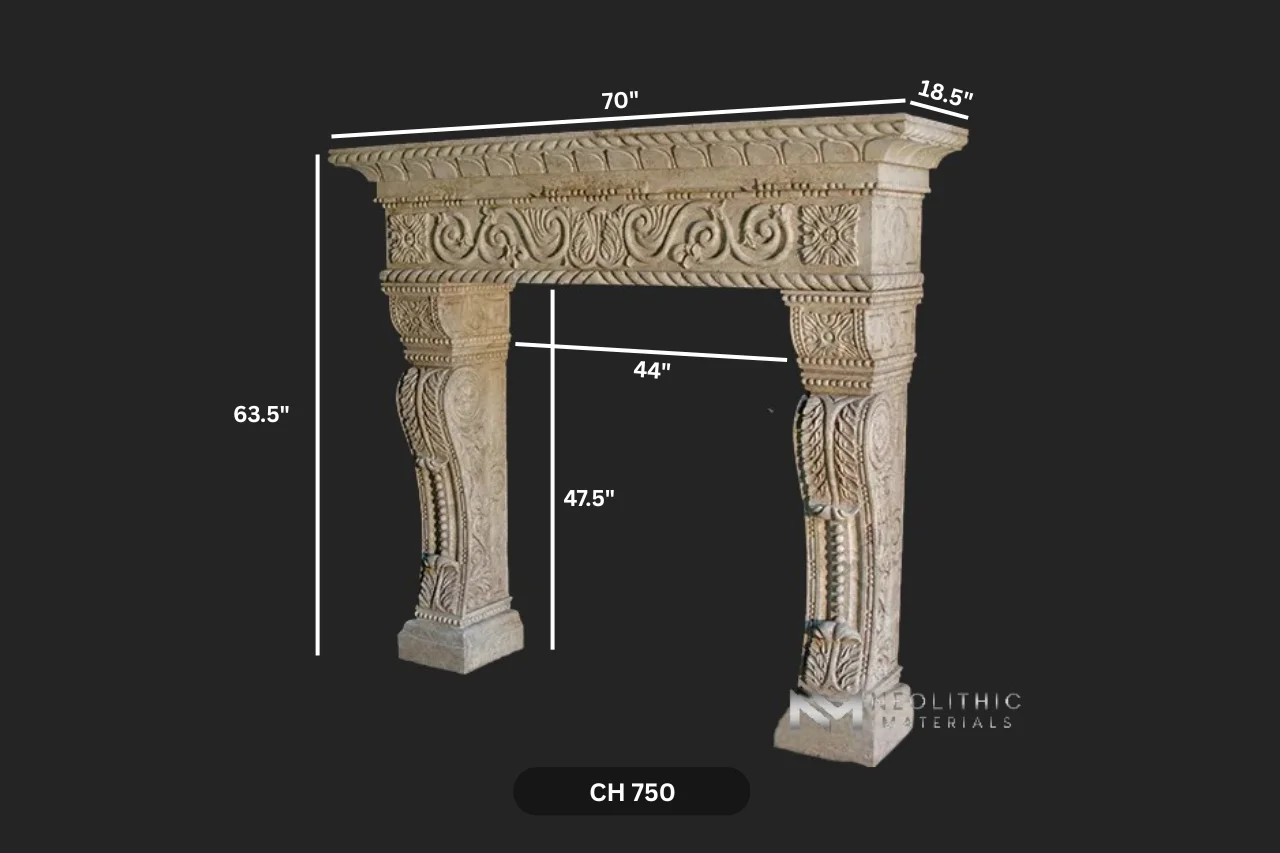 Limestone Fireplace Mantel - Image 5